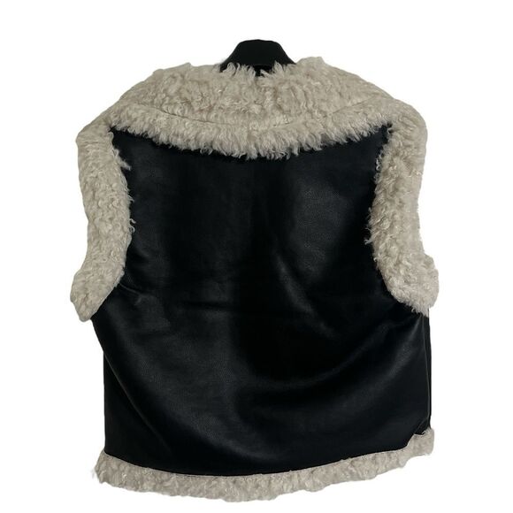 Topshop Black and Cream Shearling Vest - Picture 2 of 3